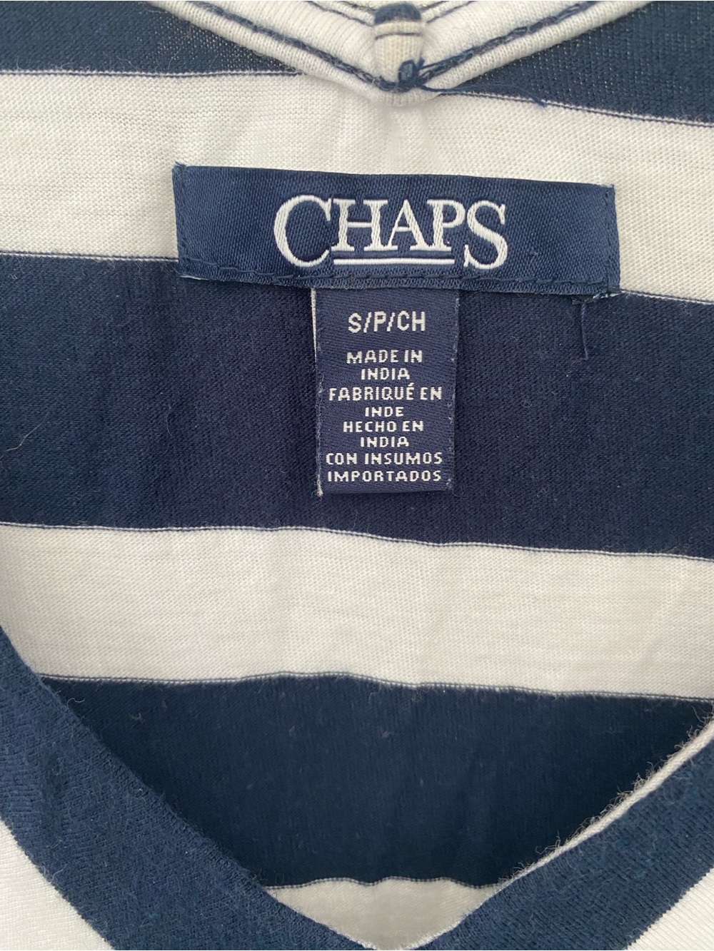 Chaps Navy White Chevron V-Neck Nautical Tiered Maxi Dress Size S Coastal Preppy - Picture 4 of 7